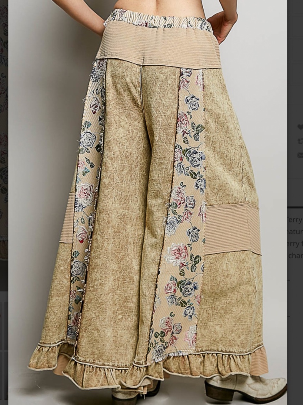 🎉 POL “ RORY “ POL FRENCH TERRY PATCHWORK PANTS WITH RUFFLE HEM 68 - Picture 4 of 7